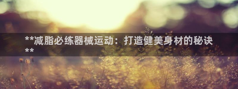 尊龙网平台：**减脂必练器械运动：打造健美身材的秘诀
**